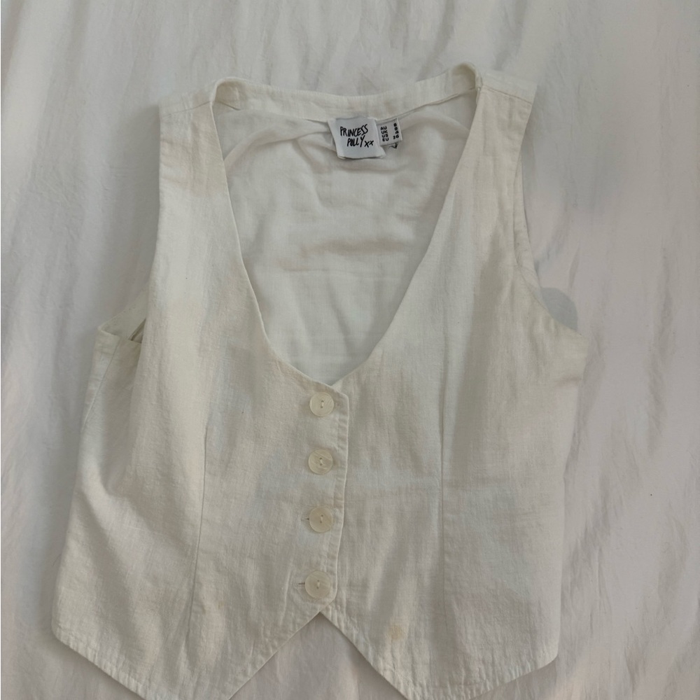 White Sleeveless Button-Up Top - image 2